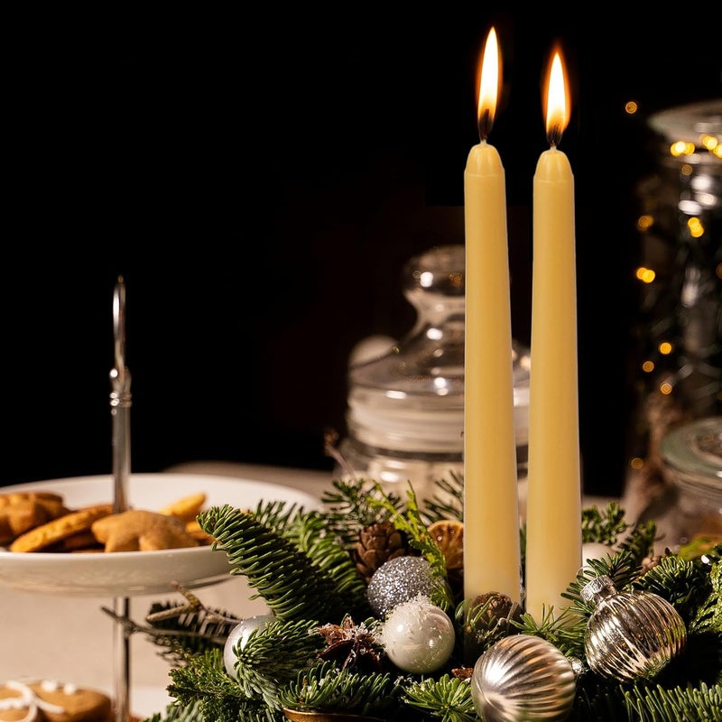 KONNI 0.87×10 Inch Wax Yellow Taper Candles, Unscented and Smokeless Tall Candlesticks, 10 Pack Tapered Candles with Cotton Wicks, Long Burning, Ideal for Weddings, Dinner Parties, and Home Décor - Image 5